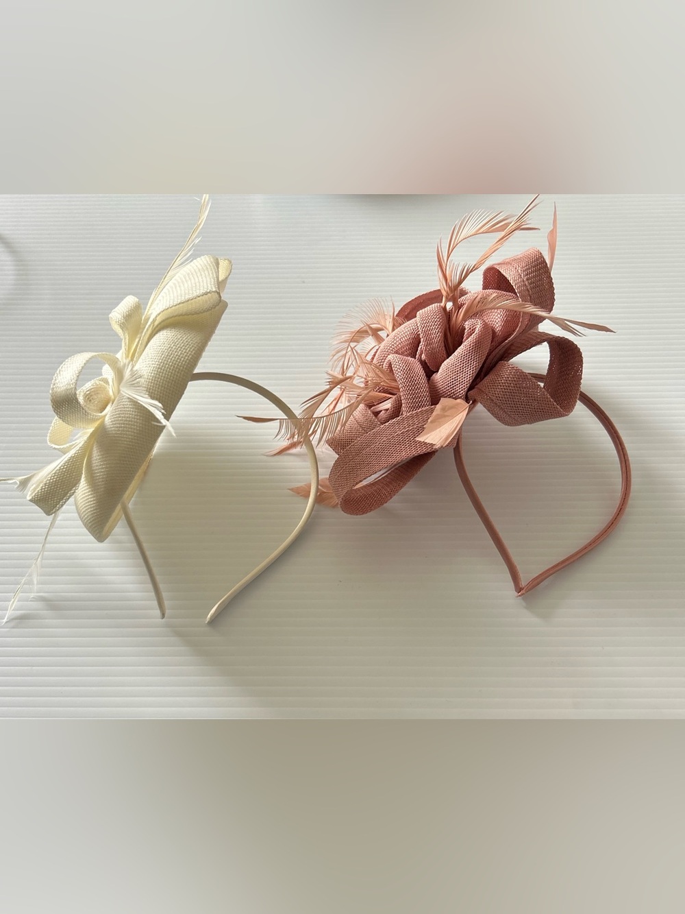 Lot of Two Fascinators Hats Feathers With Headbands